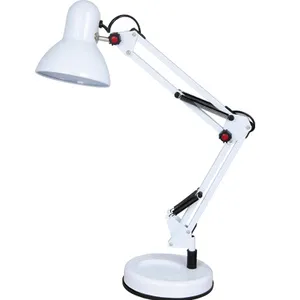Logam Putih Ayunan Lengan Lampu Meja Adjustable LED Lampu Baca