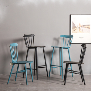 Vintage Café Boutique Grand Ou Petit Chaise Bleu Barre De Fer En Métal Charis Look Industriel Salle À Manger Chaises - Product Image 3