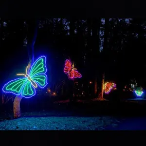 Наружная 3D веревка, Проволочная рамка, Бабочка, светодиодная подсветка, скульптура, сад, Рождественские огни для зимнего фестиваля, дисплеи