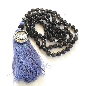 Meditación de Yoga Estilo de vida de cuarzo ahumado Natural collar de piedras 8mm mala 108 cuentas anudada a mano de la joyería de la pulsera - Product Image 1