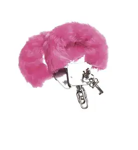 Fancy Dress Hen Pink Fluffy Fake Fur Sex Toy Handcuffs Party SF1318