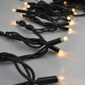 Lampu kabel karet hitam IP65, cahaya karangan bunga LED putih hangat 5m 10m 20m