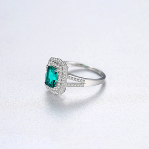 CZCITY Women Engagement Wedding Gemstone Bypass Anel Genuine 925 Sterling <strong>Silver</strong> <strong>Emerald</strong> <strong>Rings</strong> - Product Image 6