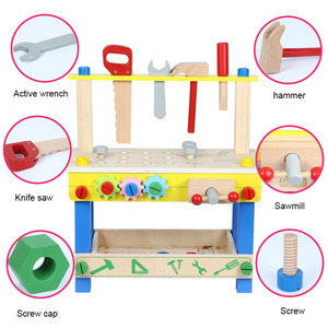 Banc de travail en <span class=keywords><strong>bois</strong></span>, multifonctionnel, <span class=keywords><strong>bricolage</strong></span> pour enfants, plate-forme éducatif de jeu, <span class=keywords><strong>jouet</strong></span> - Product Image 5