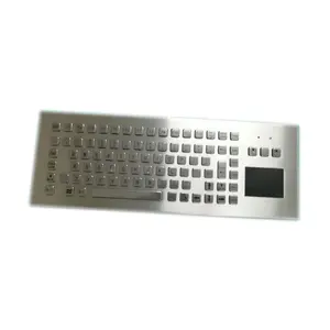 Teclado mecánico industrial de acero inoxidable, con panel táctil o trackball