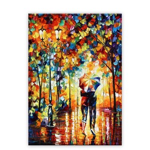 Peinture à l'huile abstraite faite à la main de paysages de pluie pour les amoureux, peinture à l'huile abstraite de couples - Product Image 4
