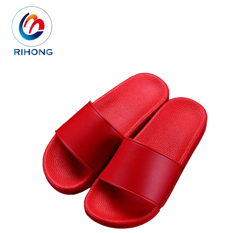 Fornitura 2021 big size 3D logo in rilievo taglia per adulti pantofola in pvc a buon mercato sandali con scivolo rosso da donna