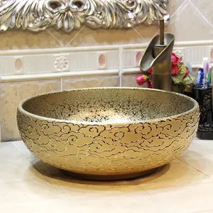 Jingdezhen fabbrica direttamente arte dipinto a mano in ceramica <span class=keywords><strong>lavabo</strong></span> intaglio dorato bagno <span class=keywords><strong>ciotola</strong></span> per Hotel - Product Image 1