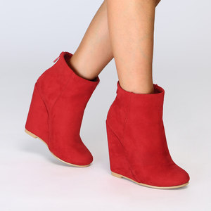 red wedge boots