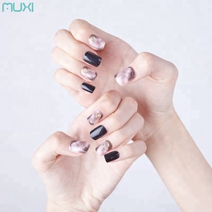 24 pcs/ensemble Pleine Couverture À Court <span class=keywords><strong>Faux</strong></span> Ongles Conseils avec Conception Presse sur les Ongles avec de La Colle - Product Image 3