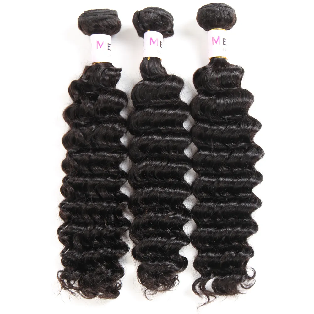 14 pouces Vague Profonde Coiffures Naturel 100 Produits Extensions de Cheveux Humains pour les Femmes Noires