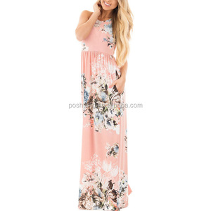 surtido venta al por mayor <span class=keywords><strong>moda</strong></span> mujer vestido suelto sin mangas <span class=keywords><strong>dama</strong></span> de verano floral vestido maxi - Product Image 1