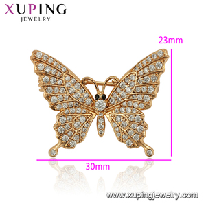 Broches-150 Xuping, Broche de Moda Dorado para Mujer con Forma de Mariposa y Pedrería - Product Image 2