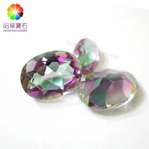 Hot Sale Synthetic Plating Glass gemstone Oval Cut Mystic Glass Gems