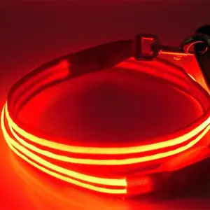 Blinkende doppelte Glasfaser USB LED Hunde leine