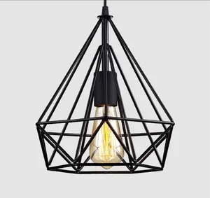 Luminaires suspendus vintage en fer noir, style industriel Loft, avec cage