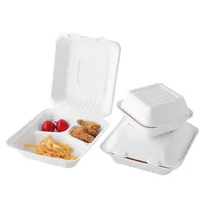 Contenitori per alimenti usa e getta all'ingrosso 8 pollici biodegradabile compostabile bento to go lunch box per ristorante