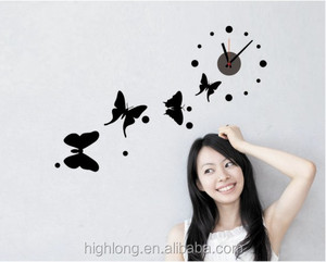 Nero Attraente Farfalla 3D Smontabile DIY wall sticker Orologio - Product Image 1