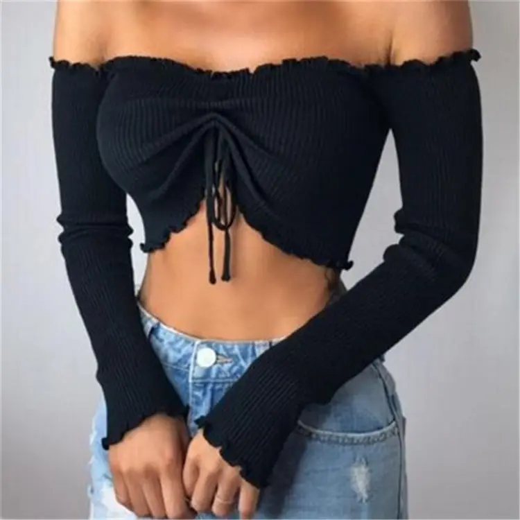 Wholesale Off Shoulder Ladies Tops With Lace