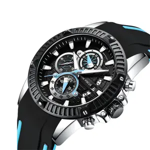 실리콘 남성 스포츠 시계 남성 reloj de hombre 품질 크로노 그래프 시계 오리지널 브랜드 미니 포커스 0244