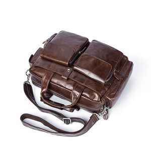 italiano para hombre de cuero genuino mensajero maletín dimensiones archivos bolsas de hombro Cro para portátil 8920 - Product Image 2