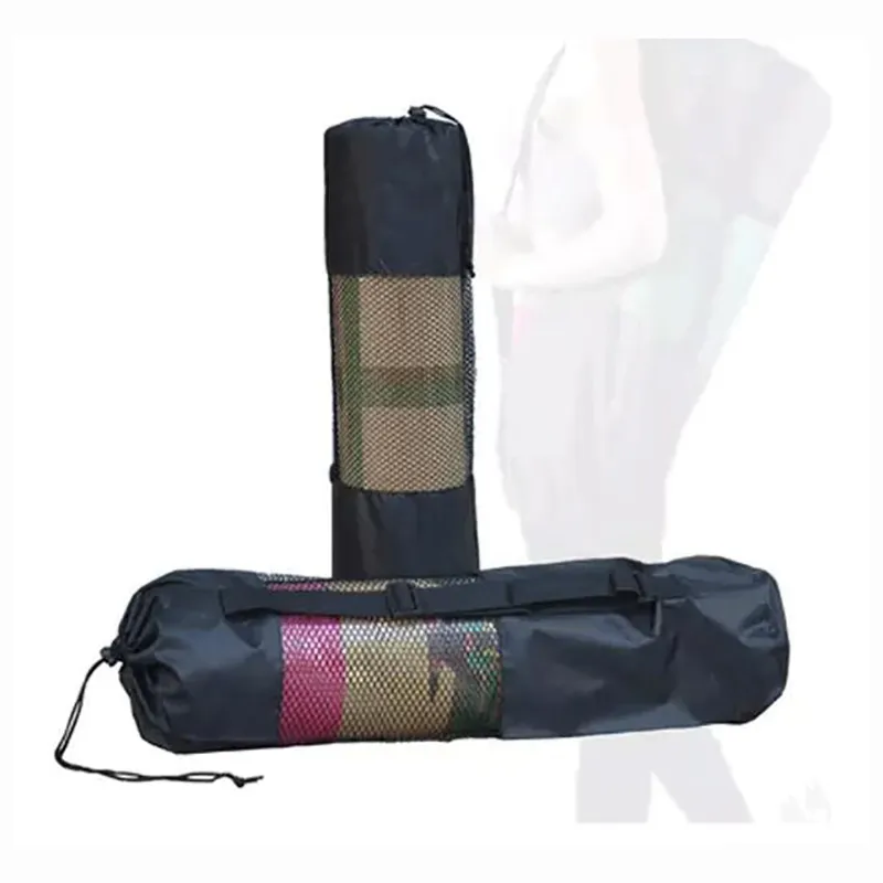 Toptan özel logo Hafif Taşınabilir Polyester Örgü Net İpli Yoga Mat silindir çanta