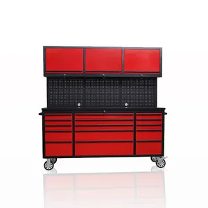 72 inch tool trolley cabinet with rubber wood on top 430 Stainless steel tool storage garage workbench