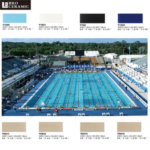 防滑钴蓝色陶瓷游泳池瓷砖图像