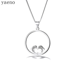 Kalung Perak Sterling 925 Perhiasan Wanita Anggun Grosir Liontin Lumba-lumba Ganda Bentuk Lingkaran - Product Image 3