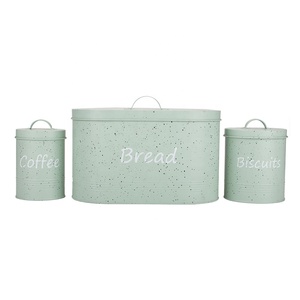 High quality powder coated metal food storage large metal bread box sets with lid