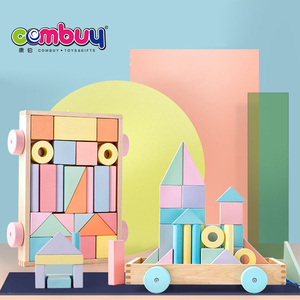 Jouet Macarons de chariot à tirer, blocs de construction en bois pour bébés - Product Image 4