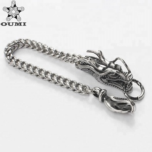OUMI Mens Biker En Acier Inoxydable Dragon Chaîne <span class=keywords><strong>Gourmette</strong></span> Bracelet Fermoir Style Gothique 8.9 Pouces - Product Image 2