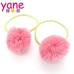 Thin hair band cover <span class=keywords><strong>venonat</strong></span> soft girls baby hair accessories pink fur ball hair bands - Product Image 2