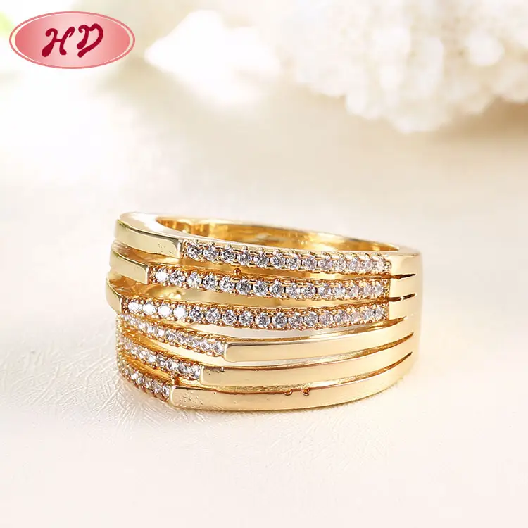 Gioielli di moda cubic zirconia fidanzamento nozze di diamante 14 k anello in oro massiccio