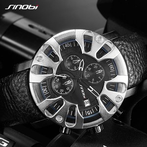 Reloj de Lujo de Marca Superior SINOBI, Diseño Creativo, Relojes Deportivos, Relojes de Cuarzo Resistentes para Hombre con Correas de Cuero S9760G - Product Image 5
