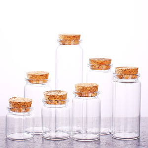 Tubes à fond plat <span class=keywords><strong>en</strong></span> <span class=keywords><strong>verre</strong></span> de 37mm, <span class=keywords><strong>avec</strong></span> bouchons de <span class=keywords><strong>liège</strong></span>, 6 pièces - Product Image 1