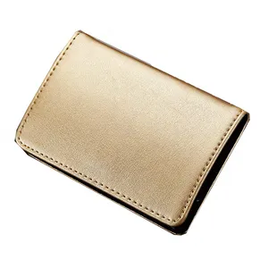 Hot selling magnet PU leather stainless steel metal business name card holder