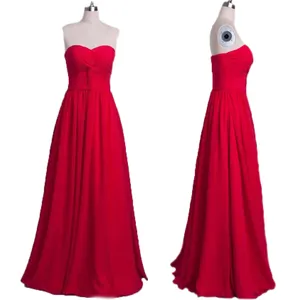 Bán Buôn Giá Bọc Sweetheart Dài Giá Rẻ Red Bridesmaid Dresses