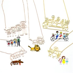 Collar con colgante personalizado de acero inoxidable, para madre, regalo para niños, dibujo familiar - Product Image 4