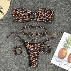 2021 Mode Luipaardprint Dames <span class=keywords><strong>Tankini</strong></span> 2-delige Set Thong Bikini Badpak - Product Image 3