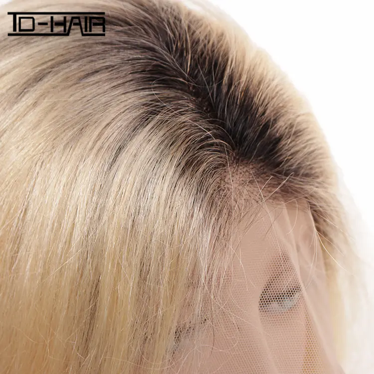 Commercio all'ingrosso Two tone 1B/613 # glueless brasiliana diritta dei capelli umani parrucche piene del merletto