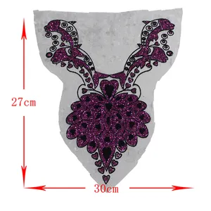 2019 New fashion mesh glitter wedding accessories sequin embroidery appliques neck collar lace patch for dress