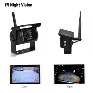 Podofo 2 X Wireless Rear View Sao Lưu Xếp Máy Ảnh 18 IR LED Night Vision Waterproof + 7 "Car Monitor Cho RV Xe Buýt Xe Tải Trailer