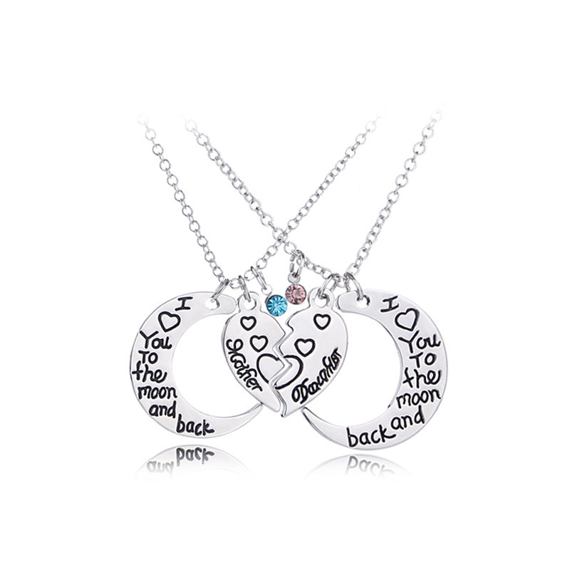 Mamá Te Amo a La Luna y Atrás Madre Hija rompecabezas pareja Collares Colgante para el día de la madre especial