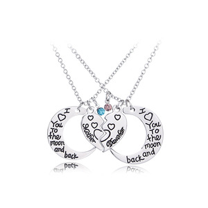 Mamá Te Amo a La Luna y Atrás Madre Hija rompecabezas pareja Collares Colgante para el día de la madre especial - Product Image 1