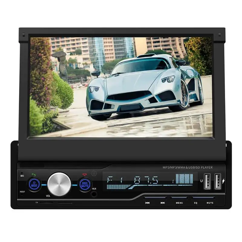 1din in-dash 7 pollici dell'automobile dello schermo di lettore multimediale HD dispositivo di riproduzione di film vivavoce usb sd aux stereo