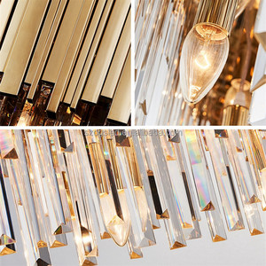 2017 vente chaude Europe 220 V rectangle en acier inoxydable or clair lustres en cristal pour le hall de l'hôtel projet - Product Image 3