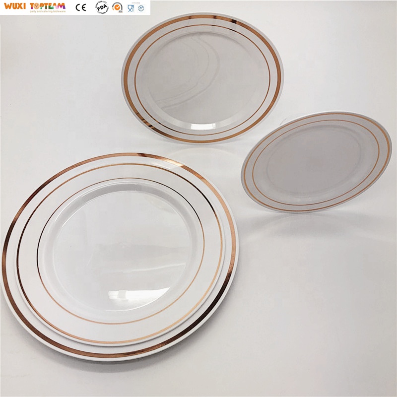 Пластиковые пластины с отделкой из розового золота, 6 дюймов, 7,5 дюйма, 9 дюймов, 10,25 дюйма