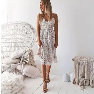 2023 new ladies transparent lace dress vest lace crochet casual sexy fashion Girls' Dresses