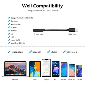 Adaptador de Audio USB Tipo <span class=keywords><strong>C</strong></span> a Conector Jack de 3.5mm, Cable Adaptador Auxiliar para Teléfono Android con USB Tipo <span class=keywords><strong>C</strong></span>, Fábrica de Dongguan - Product Image 4